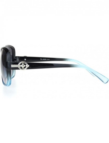 Butterfly Womens 90s Jewel Buckle Design Rectangular Butterfly Sunglasses - Black Blue Gradient Black - CB18NWSTLT4 $15.01