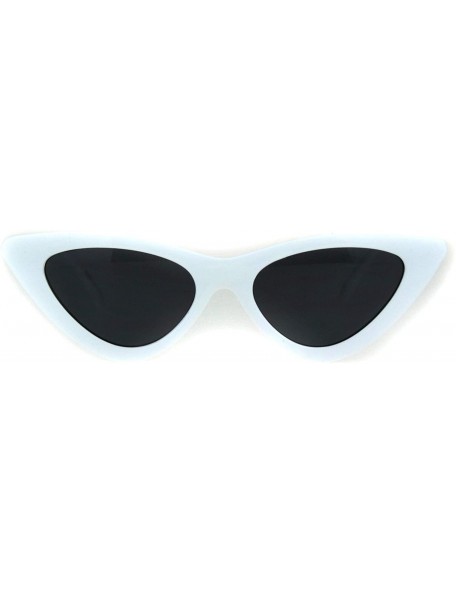 Cat Eye Womens Mod Thick Plastic Minimal Cat Eye Sunglasses - White Black - CH18IIMQO86 $12.14