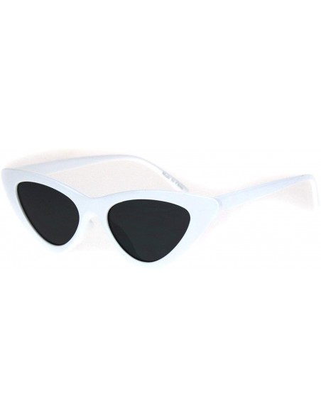 Cat Eye Womens Mod Thick Plastic Minimal Cat Eye Sunglasses - White Black - CH18IIMQO86 $12.14