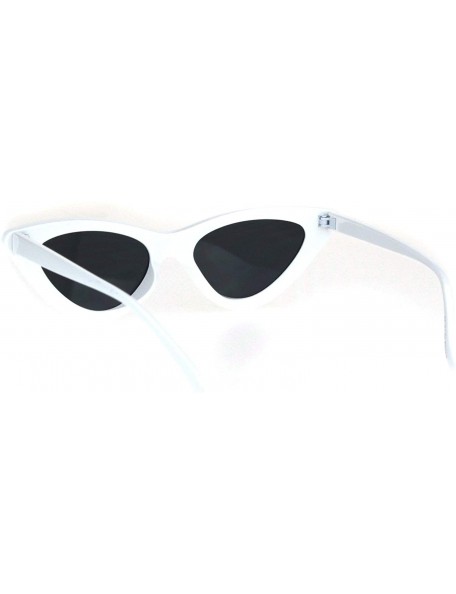 Cat Eye Womens Mod Thick Plastic Minimal Cat Eye Sunglasses - White Black - CH18IIMQO86 $12.14