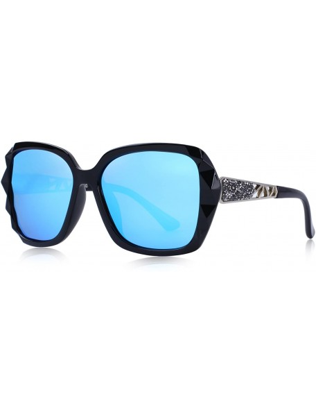 Oversized Women Shades Oversized Polarized Sunglasses UV Protection Eyewear S6130 - Black&blue - CC18DKOUH6U $13.63