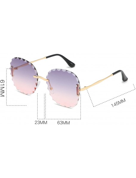 Oversized Rimless Sunglasses Protection Glasses - Pink Yellow Ocean Lenses - CD18UKA5RGI $13.80