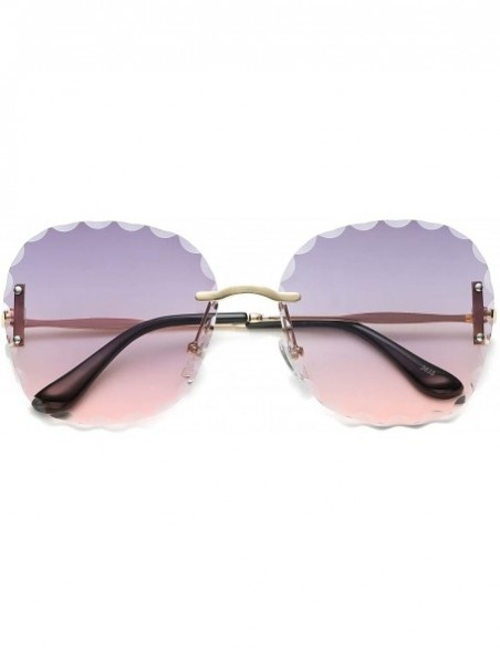 Oversized Rimless Sunglasses Protection Glasses - Pink Yellow Ocean Lenses - CD18UKA5RGI $13.80