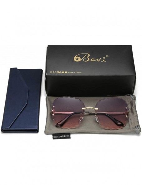 Oversized Rimless Sunglasses Protection Glasses - Pink Yellow Ocean Lenses - CD18UKA5RGI $13.80