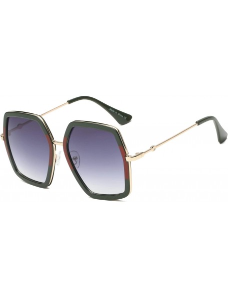 Goggle Women Fashion Metal Square Oversized Sunglasses - Gradient Purple - CJ18WTI6QGU $15.45