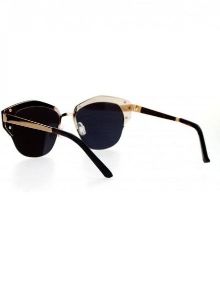 Butterfly Retro Chic Sunglasses Womens Fashion Half Rim Flat Frame Flat Lens - Gold (Teal Mirror) - CL188QH2003 $8.95