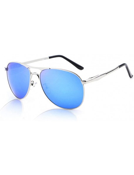 Oversized Fashion Retro Biker Fishing Polarized Sunglasses for Men - Blue - C718ZSKHWGN $13.10