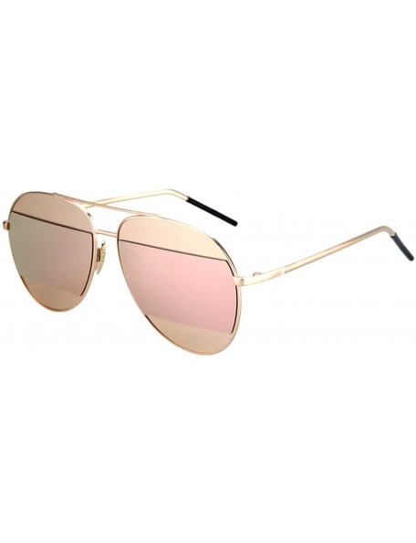 Aviator Aviator Women Men Fashion Designer Sunglasses Metal Frame Colored Lens - .86004_c1_gold_pink_mirror - C612O6DYNMF $12.24