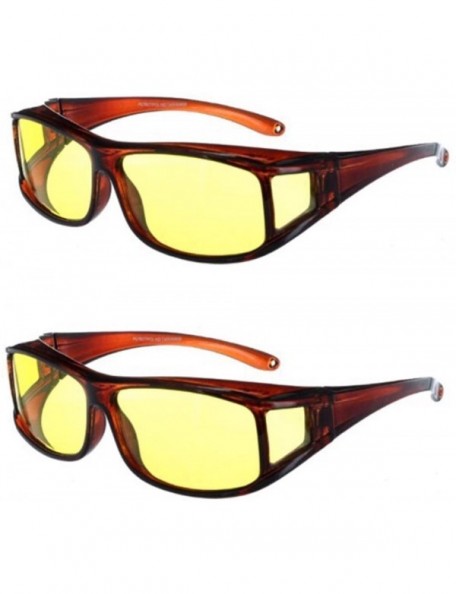 Goggle Polarized Fit Over Cover Wear Over Glasses Yellow Lens Night Driving Sunglasses - Brown/Brown - CD189000399 $25.98