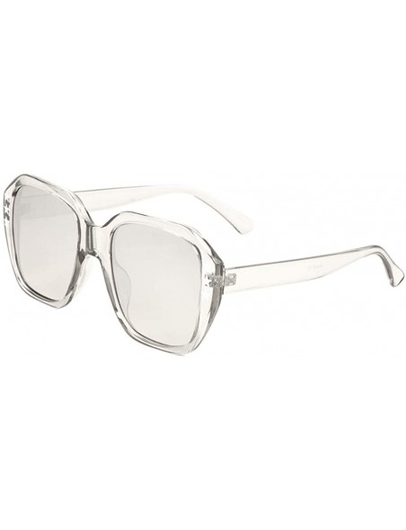 Square Geometric Square Three Stars Crystal Sunglasses - Clear - C2197R3H0GD $11.67