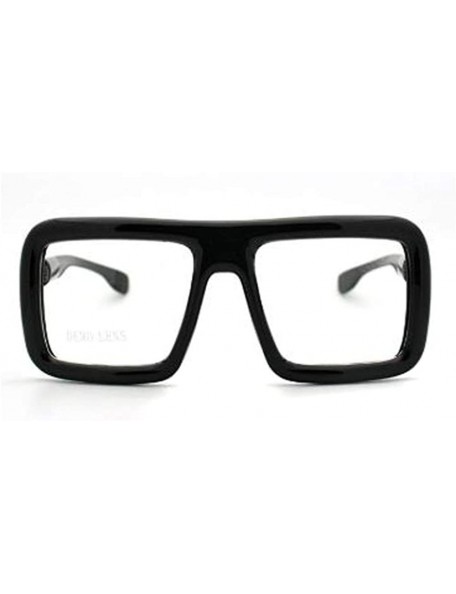 Aviator Thick Square Glasses Clear Lens Eyeglasses Frame Super Oversized Fashion - Matte Black - C511DYJ5YE3 $11.72