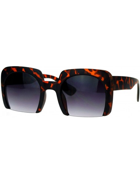 Square Fashion Sunglasses Shaved Carved Bottom Square Frame Unisex Eyewear - Matte Tortoise - CY1890686Y5 $20.68