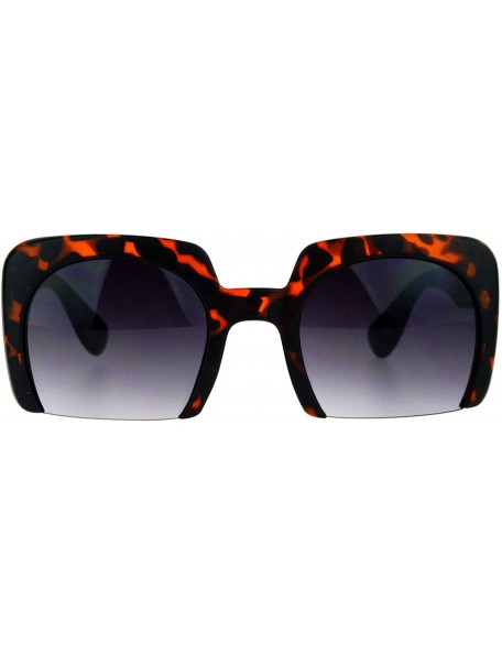 Square Fashion Sunglasses Shaved Carved Bottom Square Frame Unisex Eyewear - Matte Tortoise - CY1890686Y5 $7.39