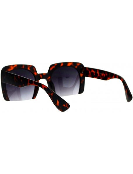 Square Fashion Sunglasses Shaved Carved Bottom Square Frame Unisex Eyewear - Matte Tortoise - CY1890686Y5 $7.39