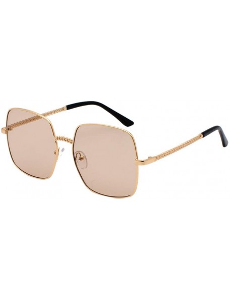 Square Square Vintage Mirrored Sunglasses for Women Eyewear Sports Outdoor Shades Glasses - Coffee - C818X6I9ZZM $8.97