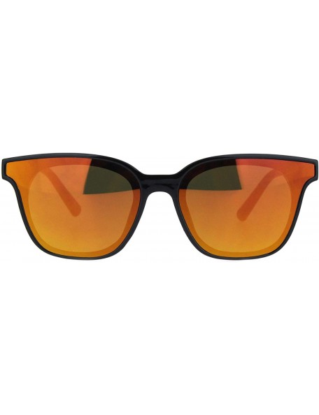 Square Womens Square Horn Rim Sunglasses Chic Designer Style Fashion Shades UV400 - Black (Orange Mirror) - CG18SAI7U03 $12.16