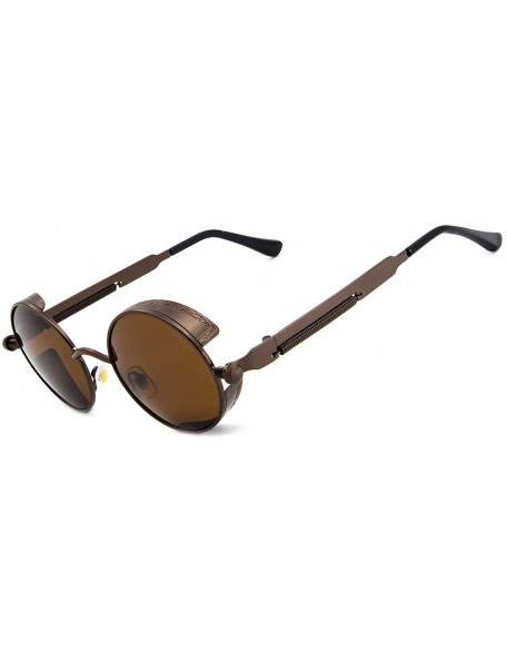 Aviator Steampunk Style Round Vintage Polarized Sunglasses Retro Eyewear UV400 Protection Matel Frame - C117YTDRU7C $13.10