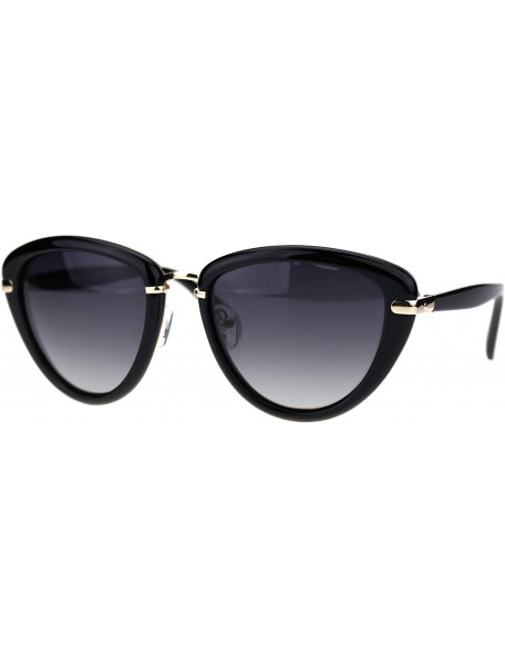 Cat Eye Polarized Womens Elegant Chic Designer Style Cat Eye Sunglasses - Black Gold Smoke - CN18TZZ2E2M $26.57