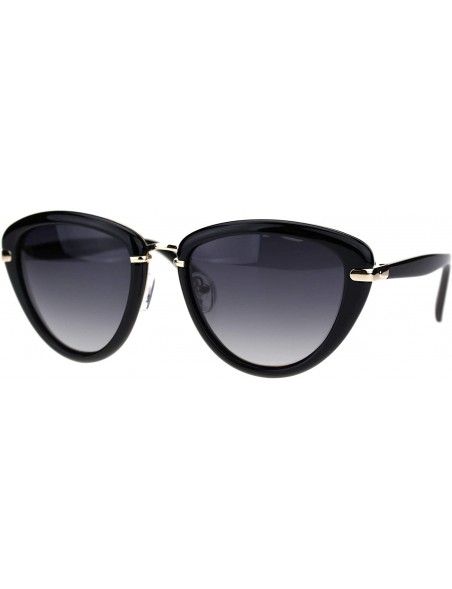 Cat Eye Polarized Womens Elegant Chic Designer Style Cat Eye Sunglasses - Black Gold Smoke - CN18TZZ2E2M $15.58