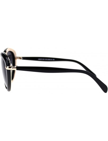 Cat Eye Polarized Womens Elegant Chic Designer Style Cat Eye Sunglasses - Black Gold Smoke - CN18TZZ2E2M $15.58