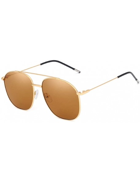 Aviator Vintage Fashion Lady Aviator round Metal Driving Glasses Sunglasses UV400 - Gold-tea - C318XI0IIY3 $9.08