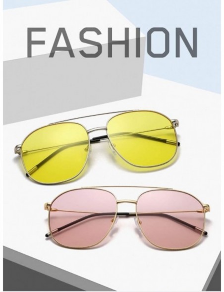 Aviator Vintage Fashion Lady Aviator round Metal Driving Glasses Sunglasses UV400 - Gold-tea - C318XI0IIY3 $9.08