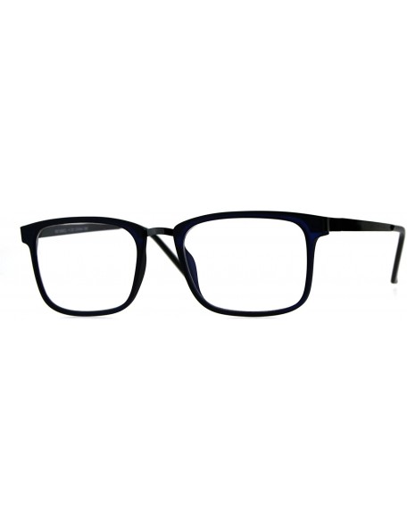 Rectangular Mens Double Rim Rectangular Designer Fashion Style Powered Reading Glasses - Gunmetal Blue - C618EN0RGZX $12.92