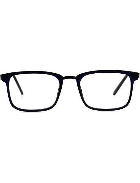 Rectangular Mens Double Rim Rectangular Designer Fashion Style Powered Reading Glasses - Gunmetal Blue - C618EN0RGZX $12.92