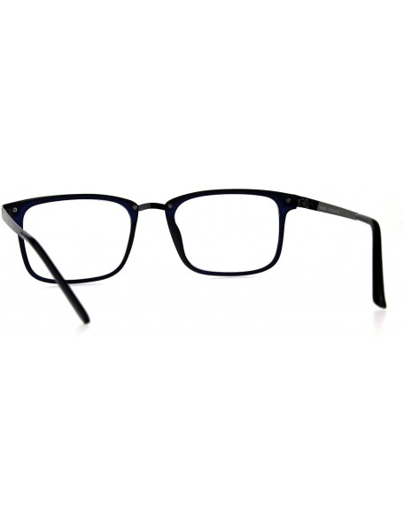 Rectangular Mens Double Rim Rectangular Designer Fashion Style Powered Reading Glasses - Gunmetal Blue - C618EN0RGZX $12.92