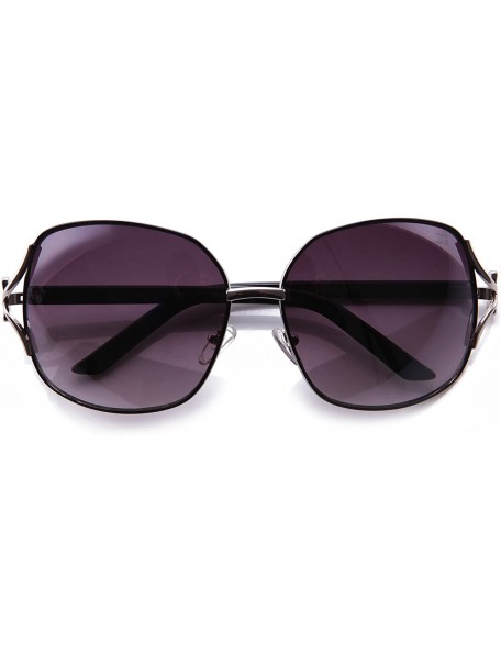 Round Fashion Classic Classy Bow Temple Design Sunglasses - Black - C711CJUPIM1 $9.28