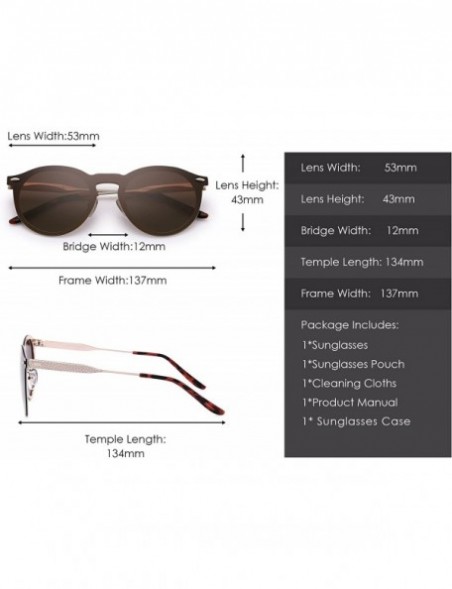 Round Polarized Round Sunglasses One Piece Rimless Mirror Glasses Men Women - Gold Frame / Polarized Brown Lens - CQ184T5W9OM...