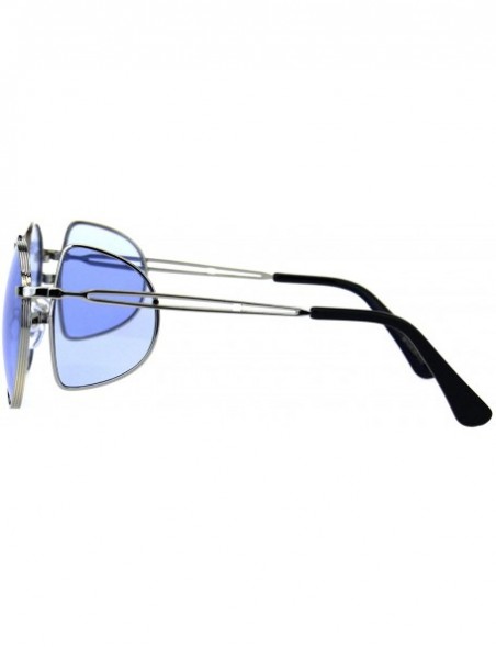 Round Unisex Round Sunglasses Extra Side Cover Lens Metal Frame UV 400 - Silver (Blue) - CU18IEEHU2G $13.35