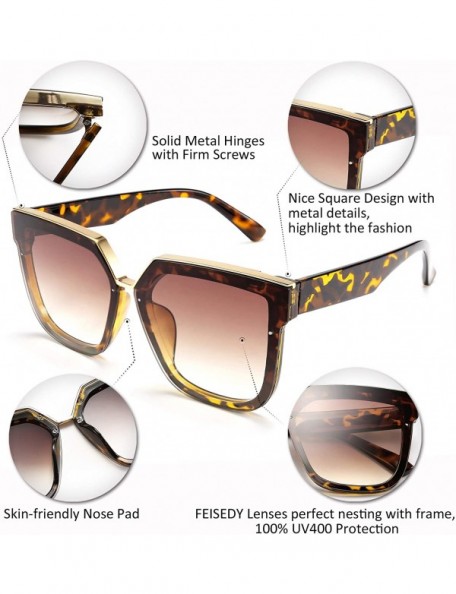 Square Fashion Women Men Sunglasses Square Frame Metal Shape Nesting Lenses B2595 - Brown Leopard - CJ19882DWGY $12.34