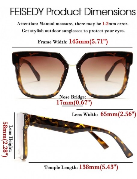Square Fashion Women Men Sunglasses Square Frame Metal Shape Nesting Lenses B2595 - Brown Leopard - CJ19882DWGY $12.34