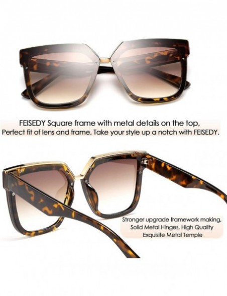 Square Fashion Women Men Sunglasses Square Frame Metal Shape Nesting Lenses B2595 - Brown Leopard - CJ19882DWGY $12.34