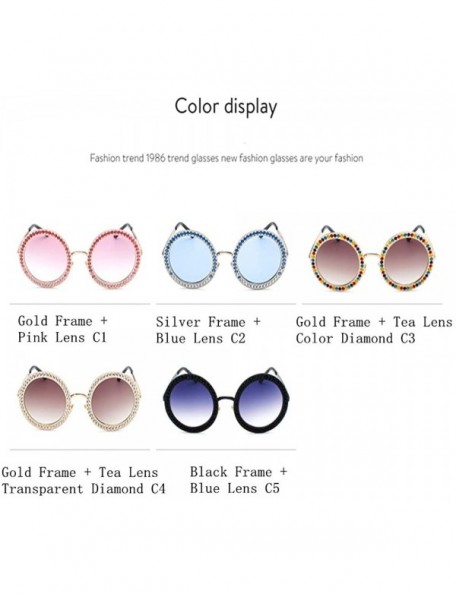 Round Round Diamond Sunglasses Multicolor Glasses Gold Frame Transparent Drill Suits Catwalk Chrismas Gifts - CD18A35424Y $18.88