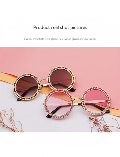 Round Round Diamond Sunglasses Multicolor Glasses Gold Frame Transparent Drill Suits Catwalk Chrismas Gifts - CD18A35424Y $18.88