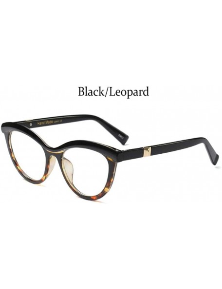 Oversized Round Glasses Clear Transparent Women Fashion Cat Eye Of Cat Black Leopard - Black Leopard-1 - CK18XAL57KW $13.54