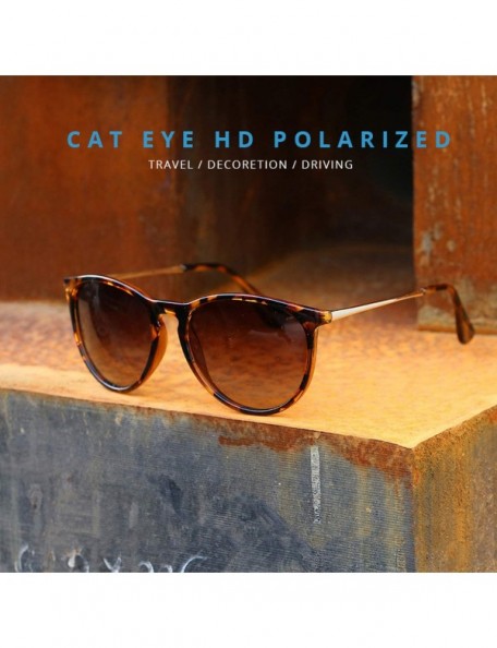 Goggle Vintage Cat Eye Polarized Sunglasses Women Tortoise Brown Retro Round Mirrored Lens Sun Glasses FePA1266 - C9199C83A30...