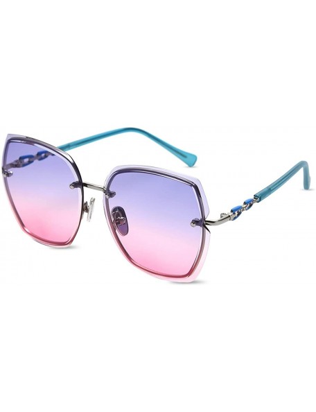 Rimless Rimless Sunglasses Oversized Women Transparent Gradient Glasses Diamond Cutting Rhinestone Decorated Frame UV400 - CH...