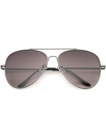 Aviator Large Classic Full Metal Teardrop Flat Lens Aviator Sunglasses 60mm - Gunmetal / Lavender - CJ12K5F0ADH $13.22