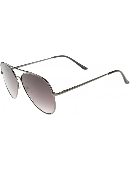 Aviator Large Classic Full Metal Teardrop Flat Lens Aviator Sunglasses 60mm - Gunmetal / Lavender - CJ12K5F0ADH $13.22