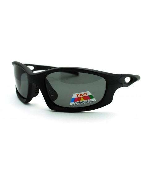 Sport Polarized Mens Futuristic Aerodynamic Warp Sport Light Sunglasses - Matte Black - CK11LIJ4XIJ $22.60