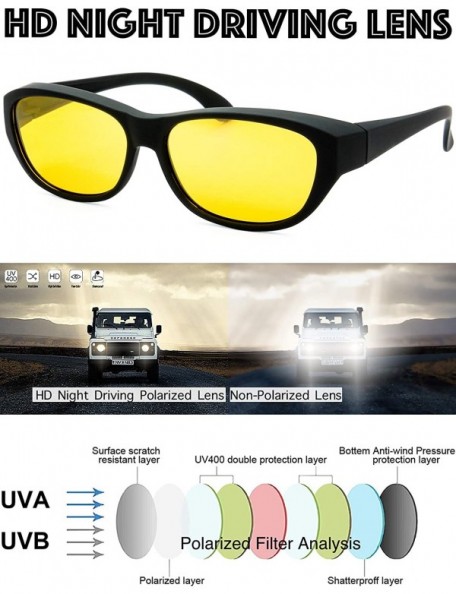Goggle HD Polarized Wrap Around Shield Sunglasses for Prescription Glasses Gift Box - 8-rubber Black - CK18Q6KTROL $14.06