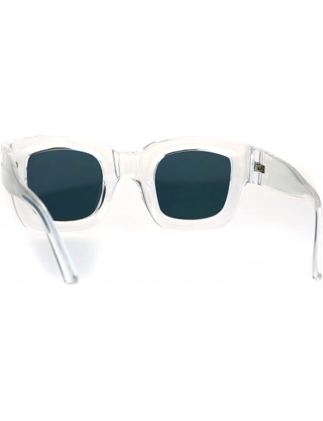 Rectangular Color Mirror Super Thick Plastic Funky Retro Horned Rim Sunglasses - Clear Peach - CN185HNDESQ $10.75