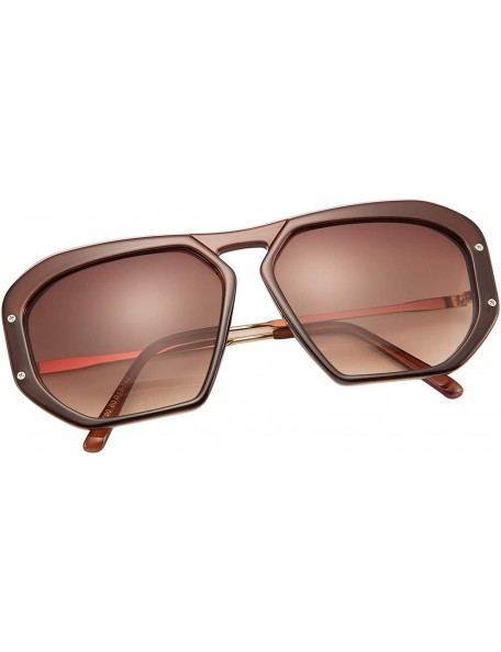 Square Fashion Large Frame Sunglasses for Women Irregular Thick Plastic Designer Style Shades - Brown - CI196LAOZA2 $17.20