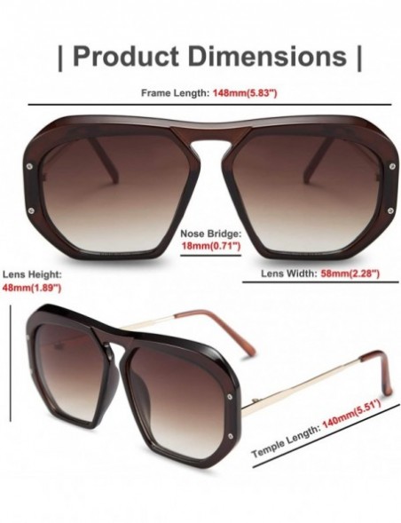 Square Fashion Large Frame Sunglasses for Women Irregular Thick Plastic Designer Style Shades - Brown - CI196LAOZA2 $17.20