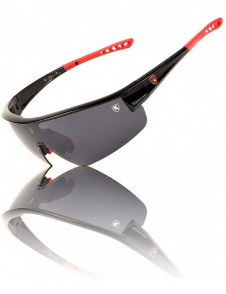 Rimless Lightweight Rimless Curved One Piece Shield Lens Sports Sunglasses - Black Red - CF199IKUTEG $15.43