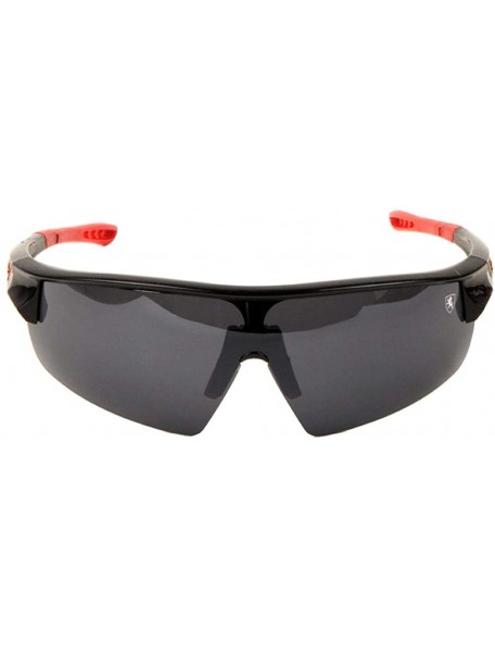 Rimless Lightweight Rimless Curved One Piece Shield Lens Sports Sunglasses - Black Red - CF199IKUTEG $15.43