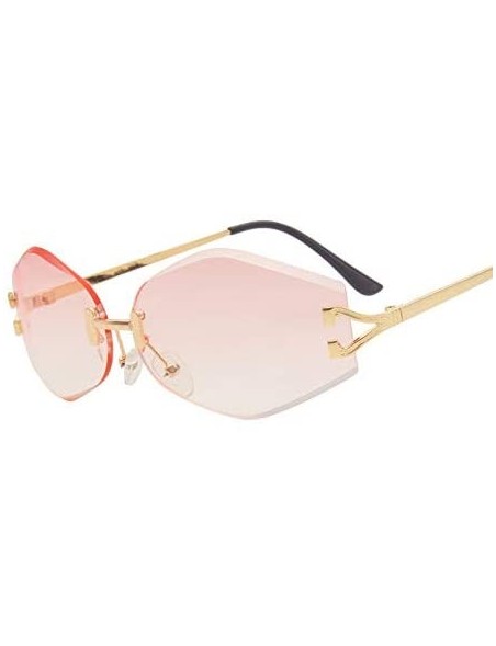 Square Rimless Sunglasses Women Sun Glasses Female Summer Brown Red Gradient Shades UV400 Metal - 2 - C218Y5CKAO9 $25.44